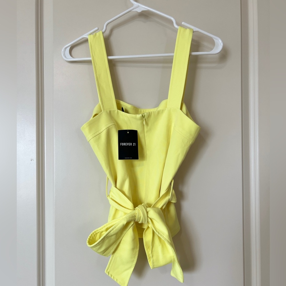 New With Tags Forever 21 Bright Yellow Bow Top